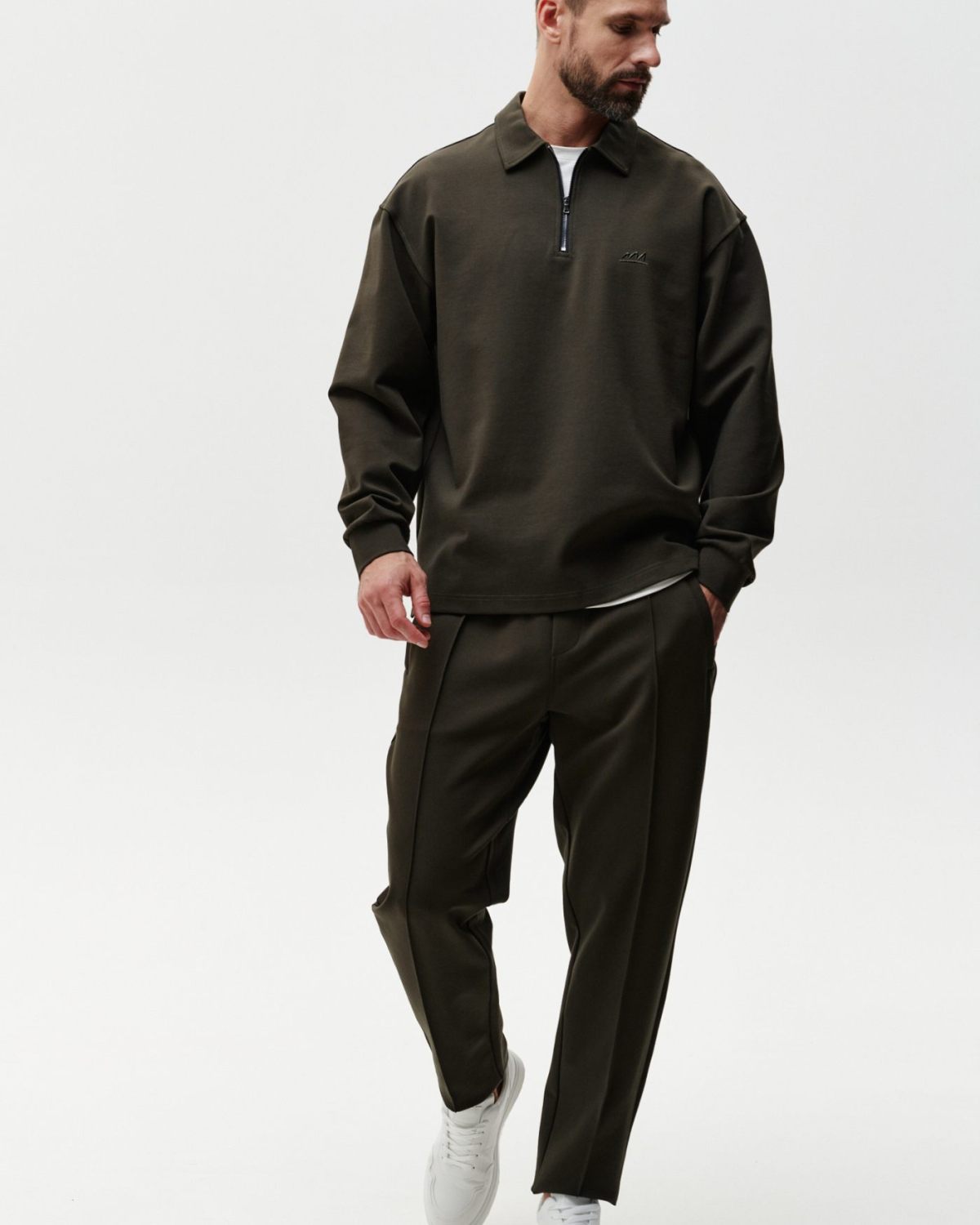 Джемпер с воротником на молнии Classic Nikasport, 3M5CL32E1-15DRK/GRN13, цвет темный хаки