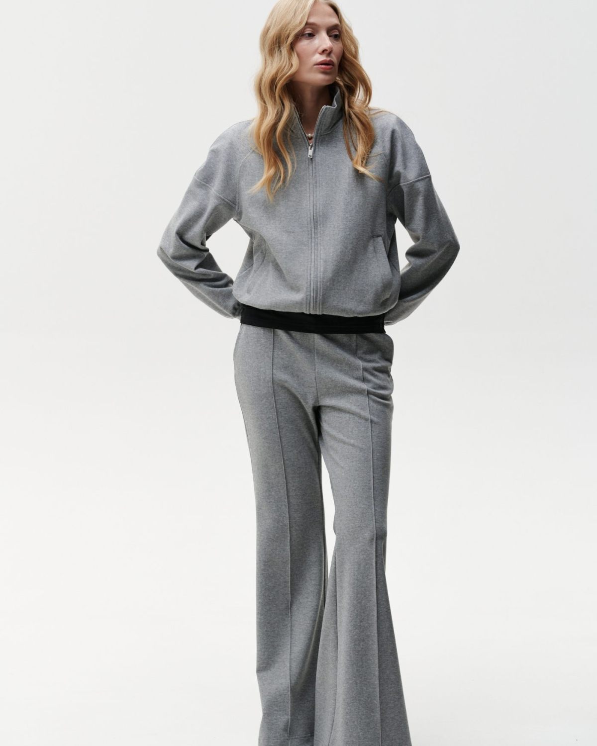 Джемпер с высоким воротом на молнии Office Core Nikasport, 2W2OC31E1-47GRY/MLG69, цвет серый меланж