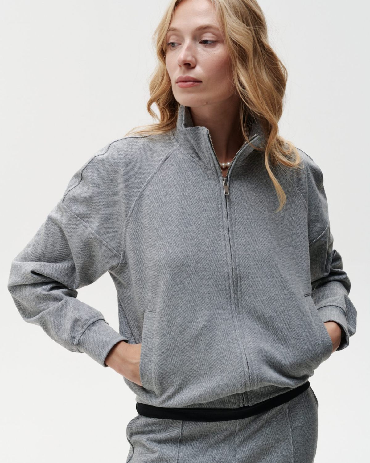 Джемпер с высоким воротом на молнии Office Core Nikasport, 2W2OC31E1-47GRY/MLG69, цвет серый меланж