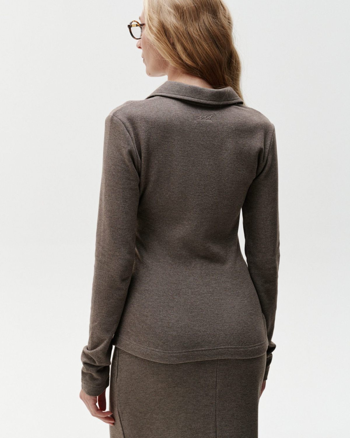 Лонгслив-поло Office Core Nikasport, 1W2OC48E1-25CAP68, цвет капучино