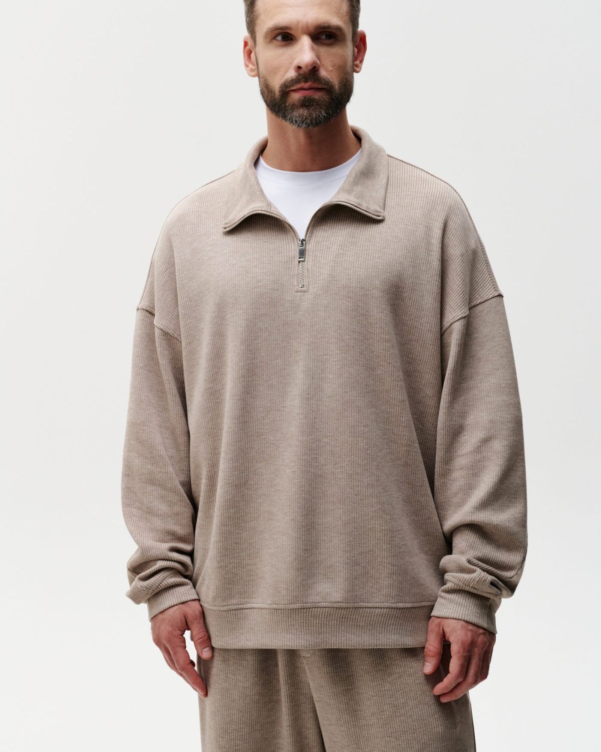Джемпер с воротником на молнии Softwear Nikasport, 2M4SW32E1-25BGE/MLG21, цвет бежевый