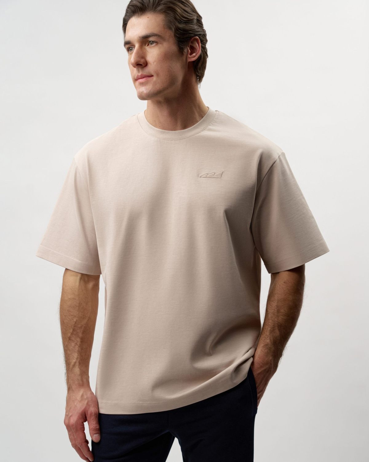 Футболка Oversize из плотного хлопка Classic Nikasport, CL12-M11-BGE, цвет бежевый