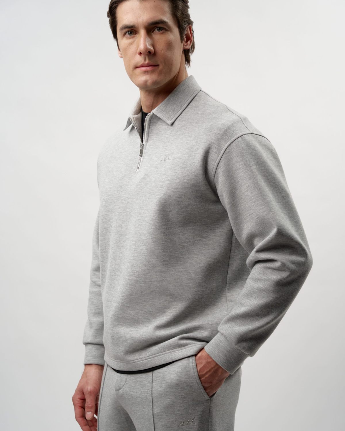 Джемпер с воротником на молнии Pure Nikasport, M5CLP33-GRY/MLG, цвет серый меланж