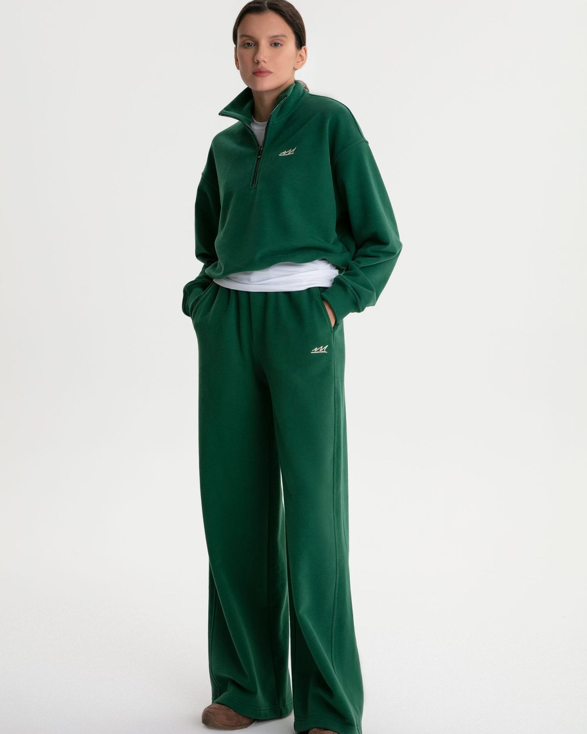 Джемпер с воротником стойкой на молнии  Classic Nikasport, W5CL32-DRK/GRN, цвет зеленый