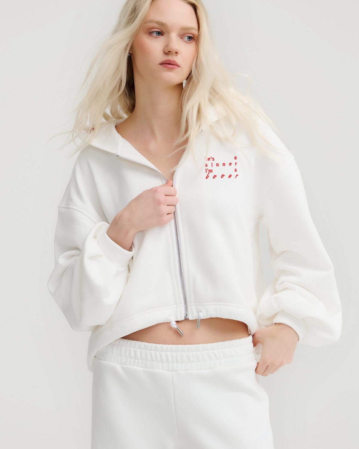 Укороченный худи на молнии Valentine Nikasport, W2VD34-ECR, цвет экрю