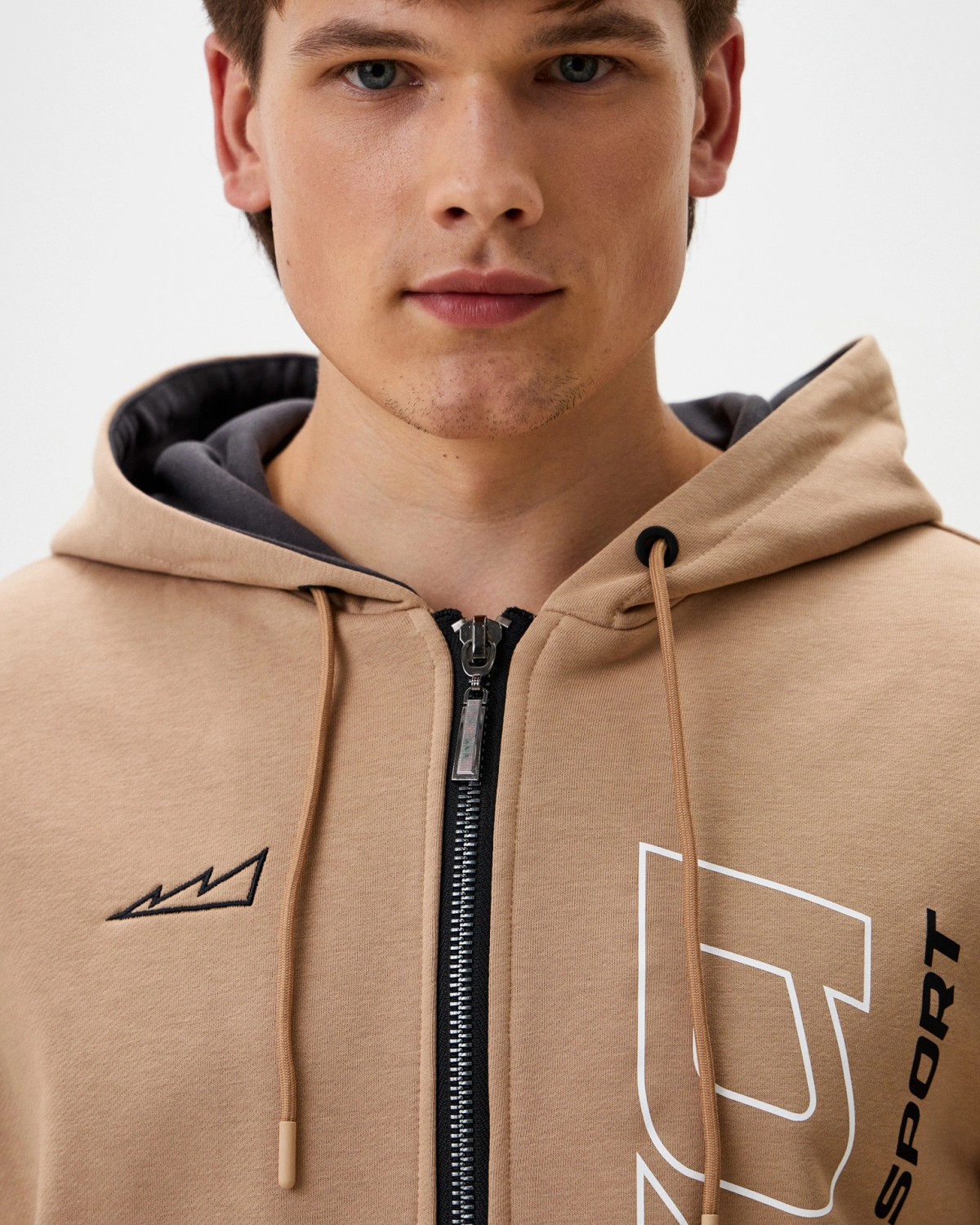 Худи на молнии Beige & Grey Nikasport, BG25-M92-BGE, цвет бежевый