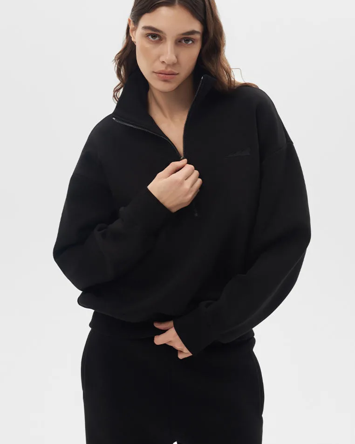 Утепленный джемпер с воротником стойкой на молнии Classic Nikasport, CL27-W11-BLK, цвет черный