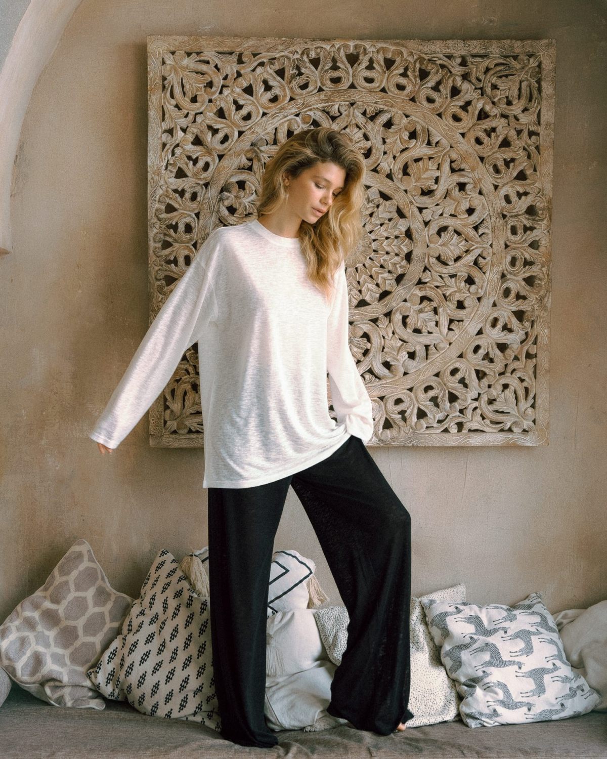 Брюки широкие полупрозрачные Softwear Nikasport, W4SFW811-BLK, цвет черный