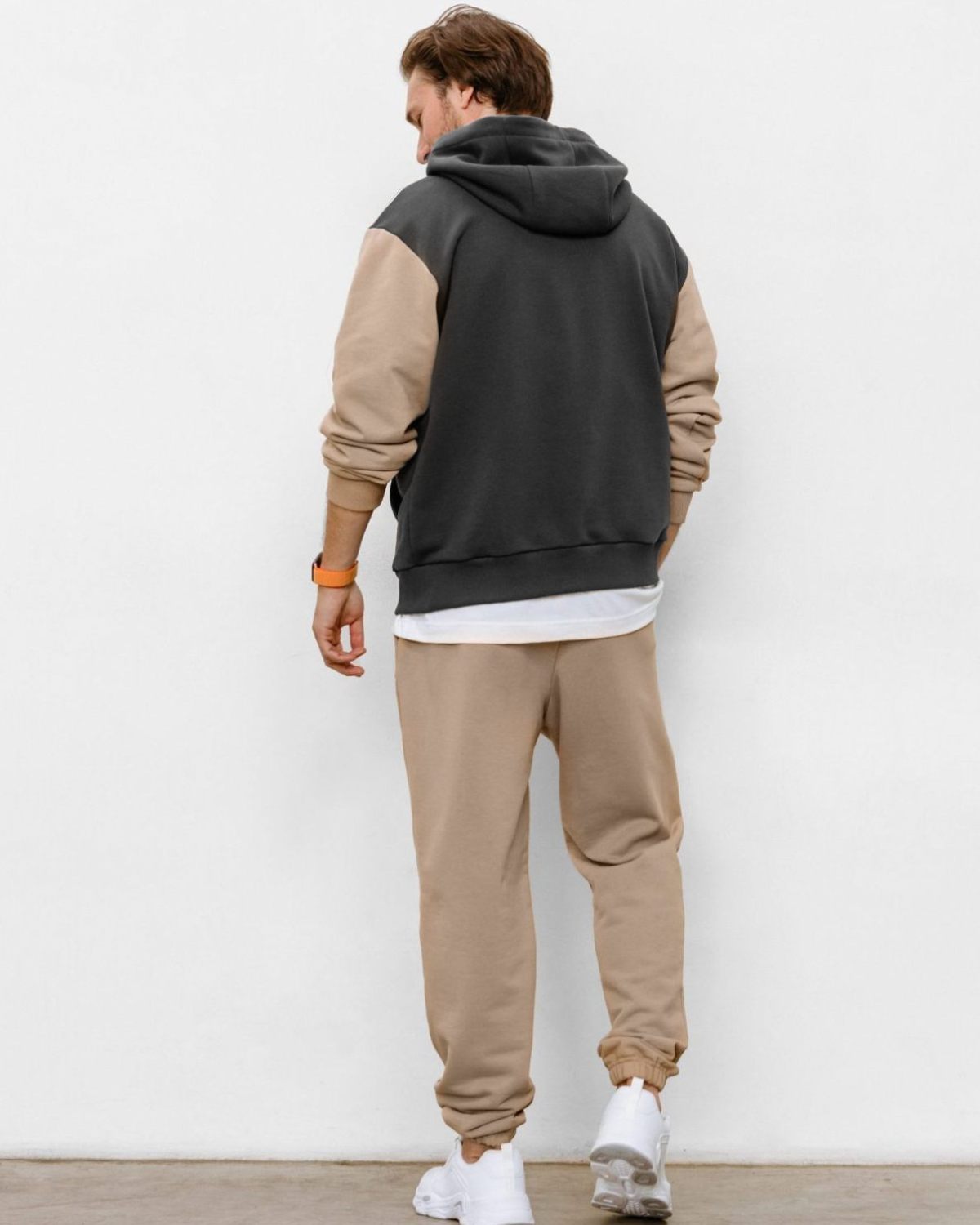 Худи Beige & Grey Nikasport, BG24-M92-DRK/GRY/BGE, цвет темно-серый + бежевый