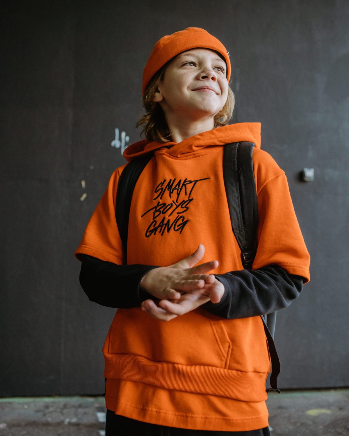 Худи с двойным рукавом Smart Boys Gang Nikasport, SBG29-B-ORG/BLK, цвет оранжевый + черный