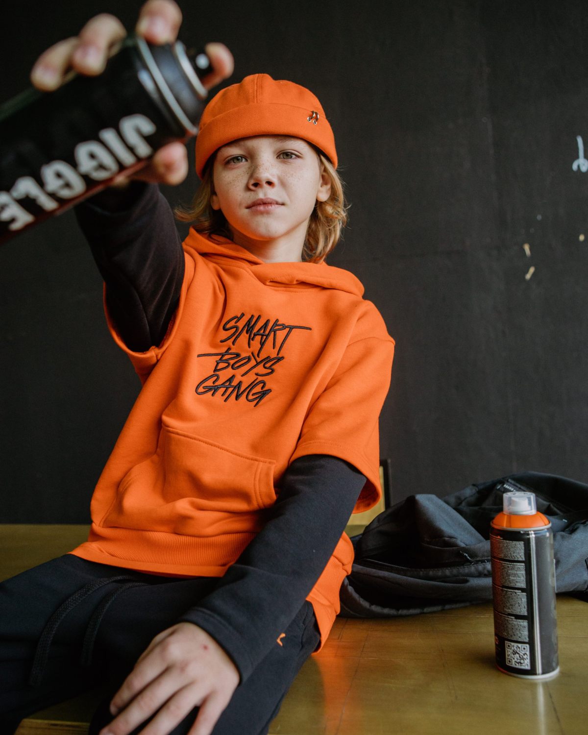 Худи с двойным рукавом Smart Boys Gang Nikasport, SBG29-B-ORG/BLK, цвет оранжевый + черный