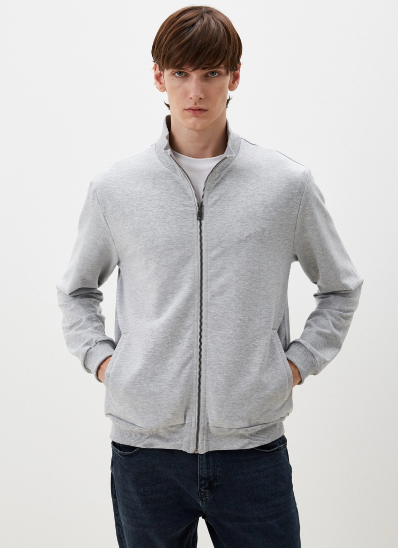 Джемпер с воротником стойкой на молнии Classic Nikasport, M5CL314-GRY/MLG, цвет серый меланж