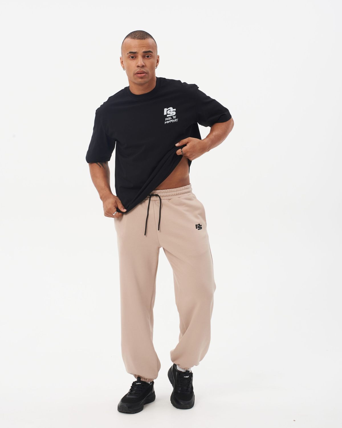 Брюки джоггеры широкие I’m the art Nikasport, M4ITA83-CAP, цвет капучино