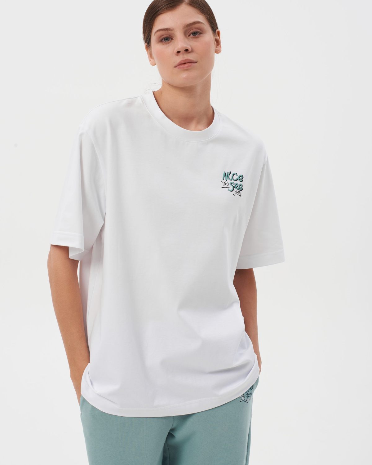 Футболка Oversize Sweet nature Nikasport, W4SN43-WHT, цвет белый