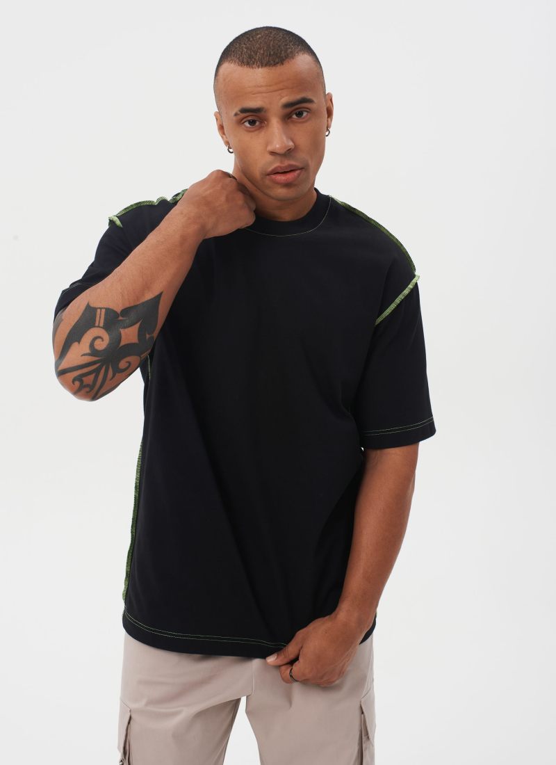 Футболка Oversize с контрастными швами  I’m the art Nikasport, U4ITA47-BLK, цвет черный