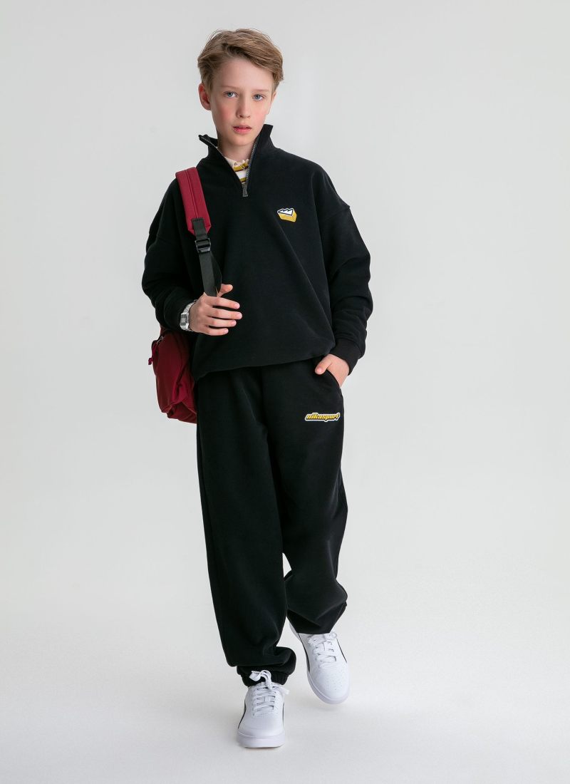 Детский джемпер с воротником стойкой на молнии Legendary Drop Nikasport, U7LD32-BLK, цвет черный