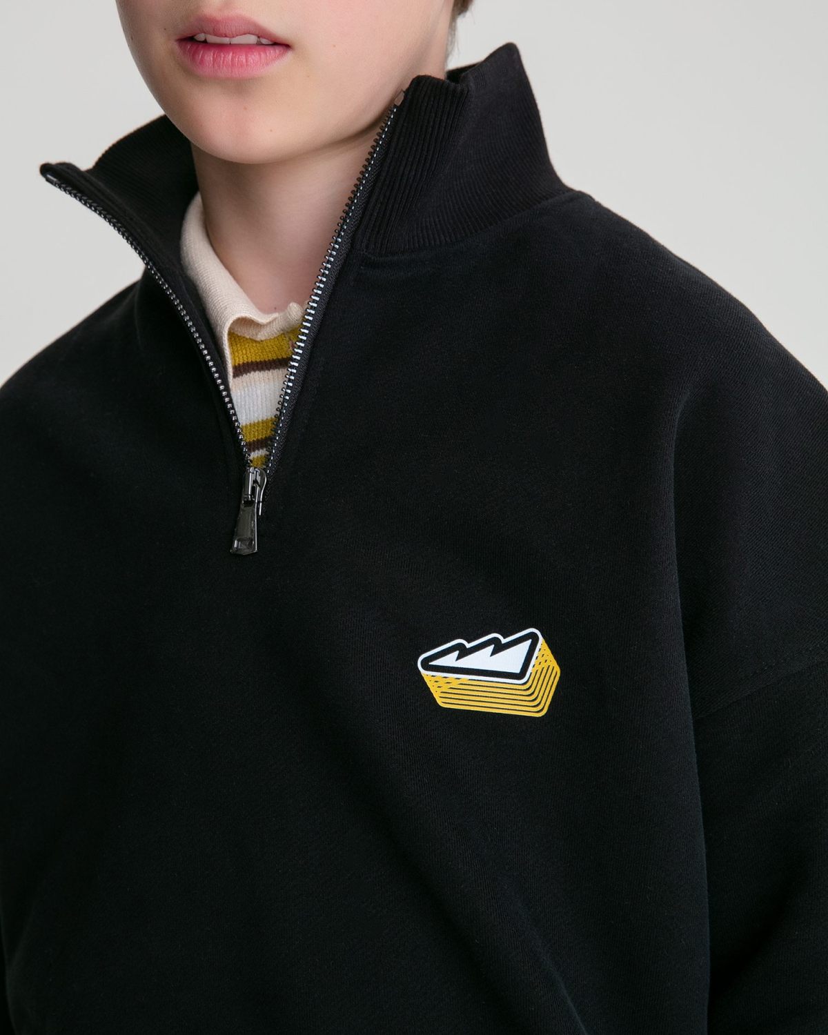 Детский джемпер с воротником стойкой на молнии Legendary Drop Nikasport, U7LD32-BLK, цвет черный