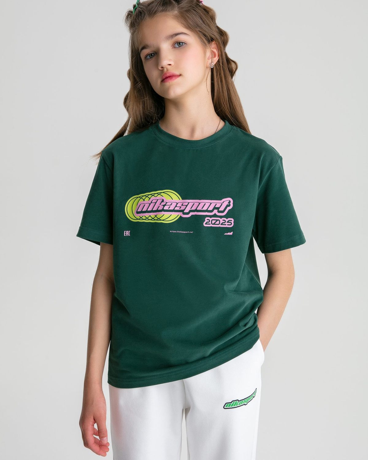 Детская футболка Oversize Legendary Drop Nikasport, U7LD43-DRK/GRN, цвет зеленый