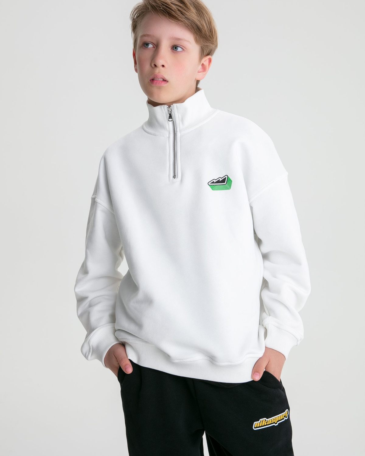 Детский джемпер с воротником стойкой на молнии Legendary Drop Nikasport, U7LD32-ECR, цвет экрю