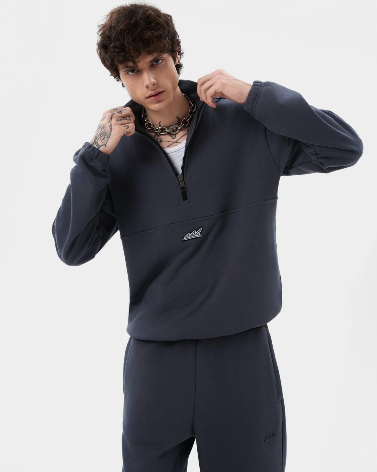 Джемпер с воротником стойкой на молнии Indigo Nikasport, M3IND32-GPH, цвет графит