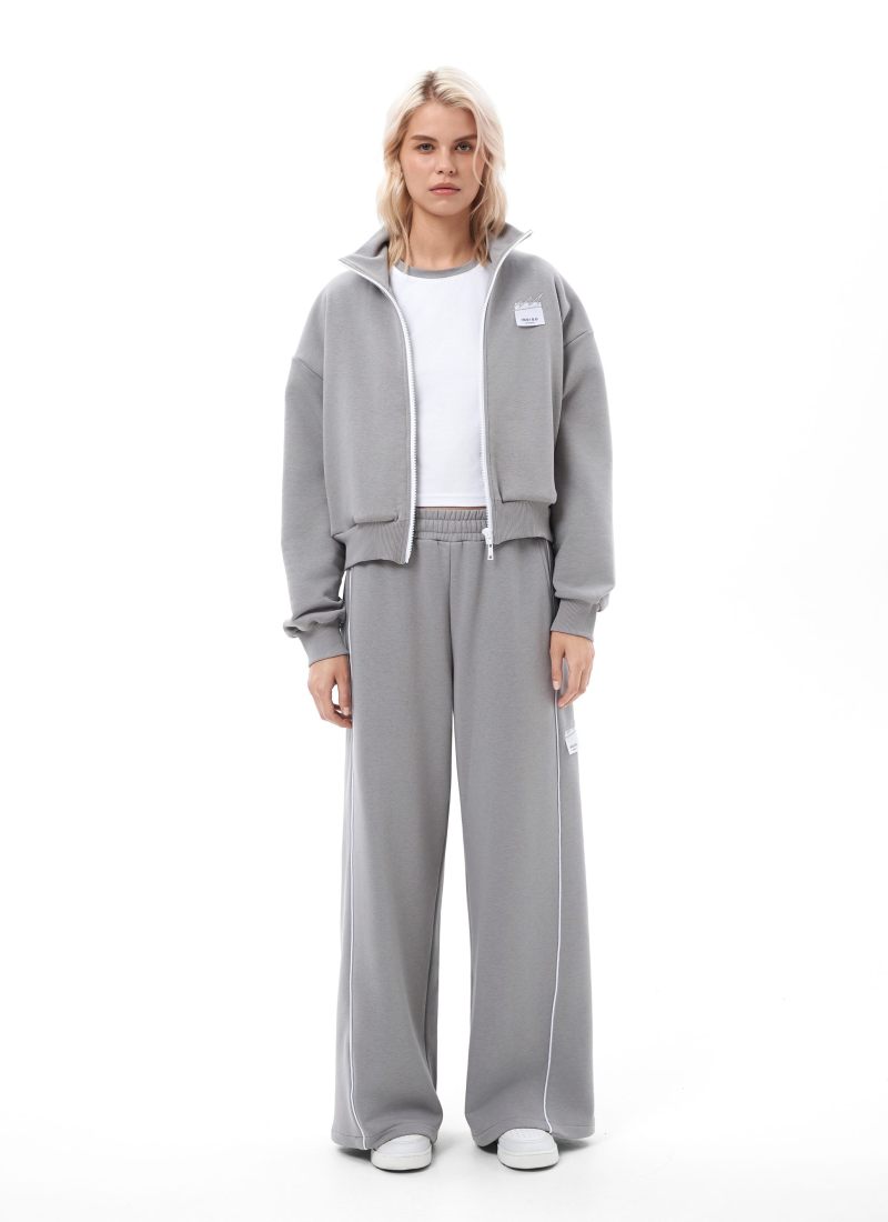 Брюки широкие с контрастными кантами Indigo Nikasport, W3IND84-GRY, цвет серый