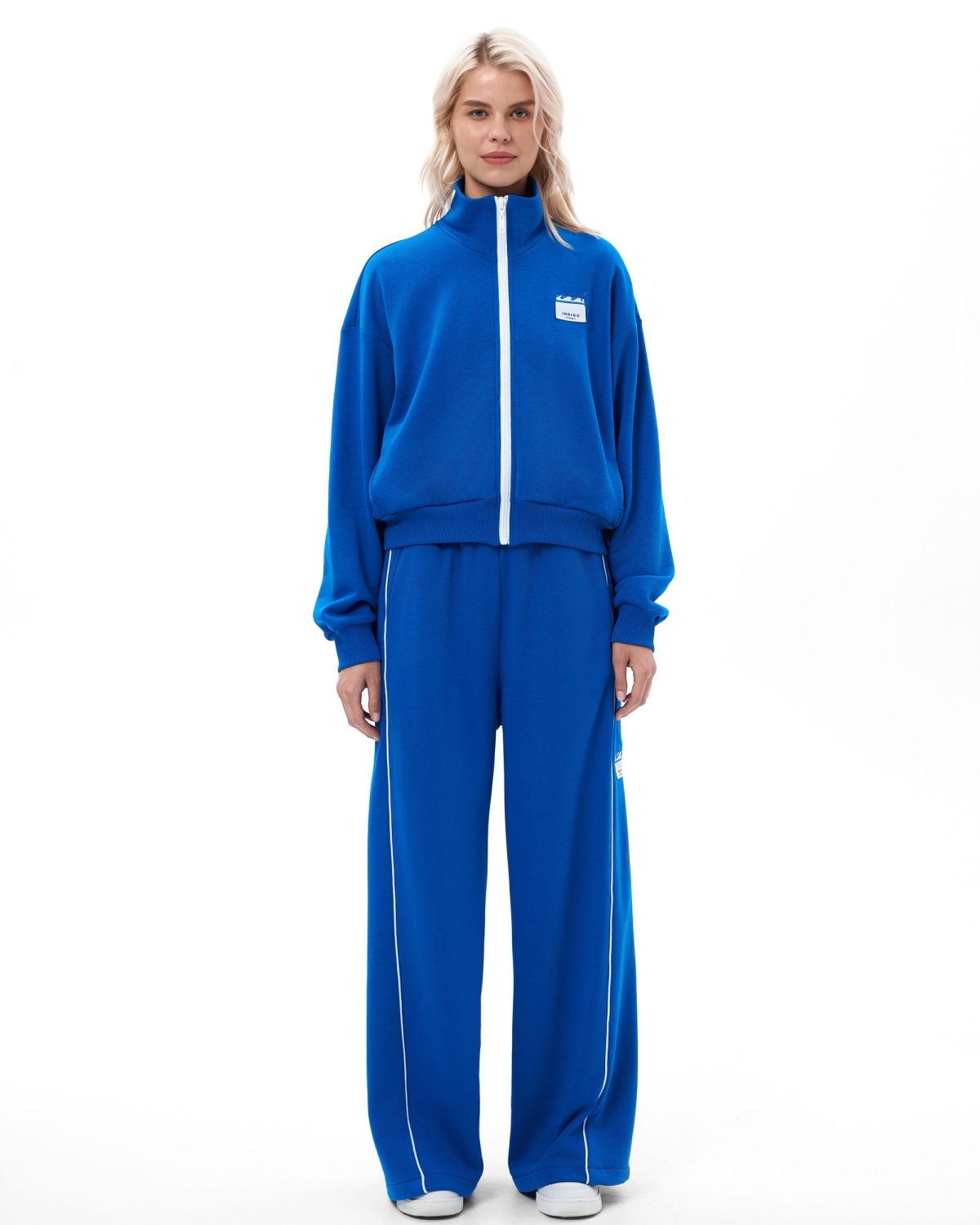 Джемпер с воротником стойкой на молнии Indigo Nikasport, W3IND32-BLU, цвет синий