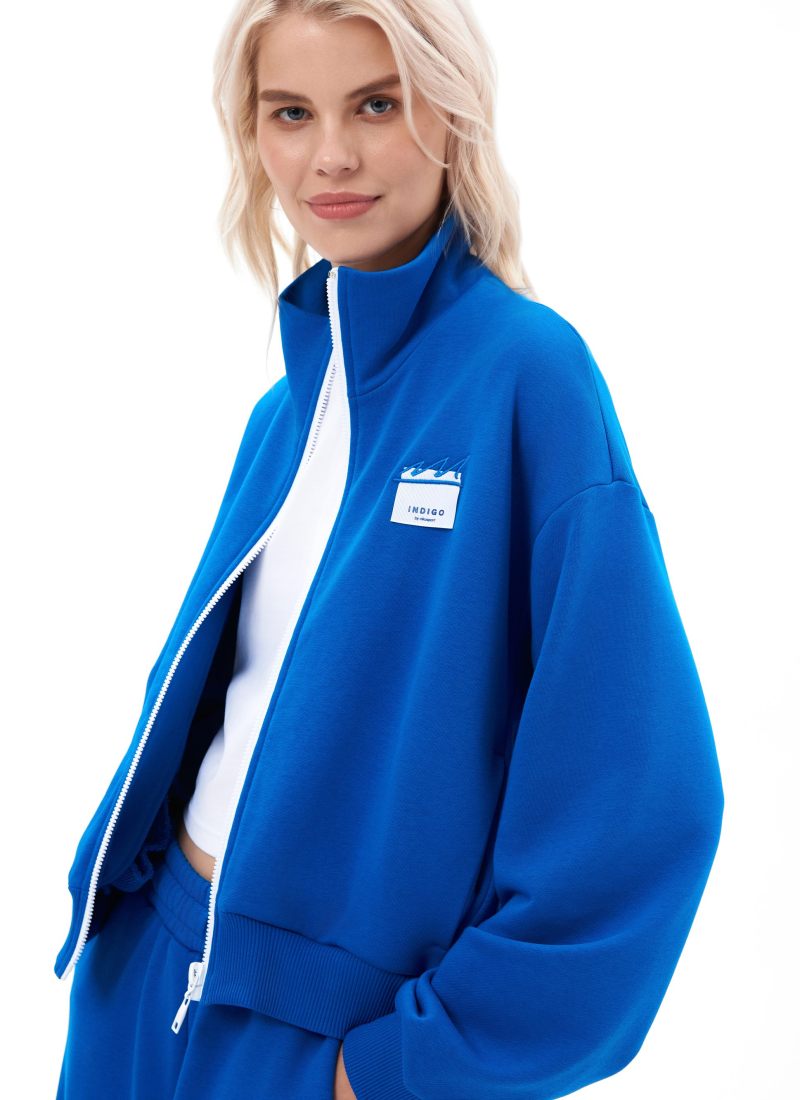 Джемпер с воротником стойкой на молнии Indigo Nikasport, W3IND32-BLU, цвет синий